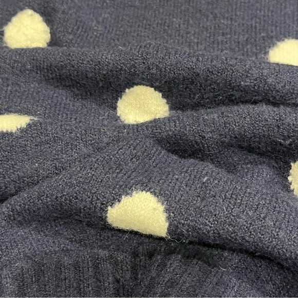 J. Crew Navy Polka Dot Sweater Merino Wool Alpaca Dark Blue Warm Pullover Medium - Picture 5 of 14